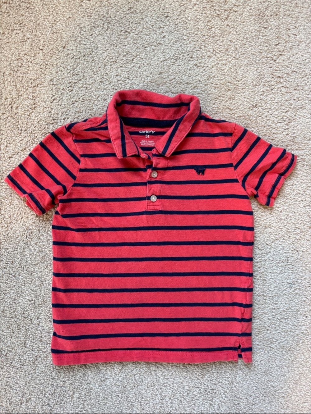 Carter's Red Polo with Navy Stripes